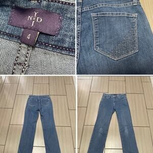 NYDJ womens straight jeans sz 4 dark wash stretch blue jeans